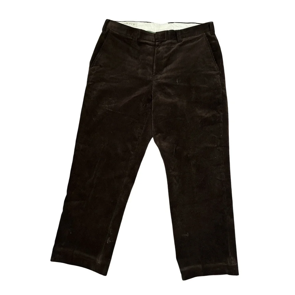 Orvis Corduroy Pants Mens 34x28 Brown Brisbane Moss‎ Wide Wale Trousers